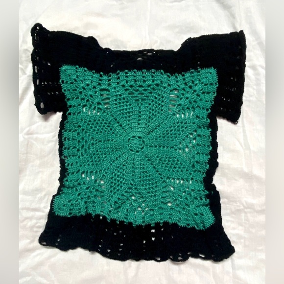 Acrylic Woolen Pullover Top for Woman (Sea Green and Black, Large) - Picture 4 of 9